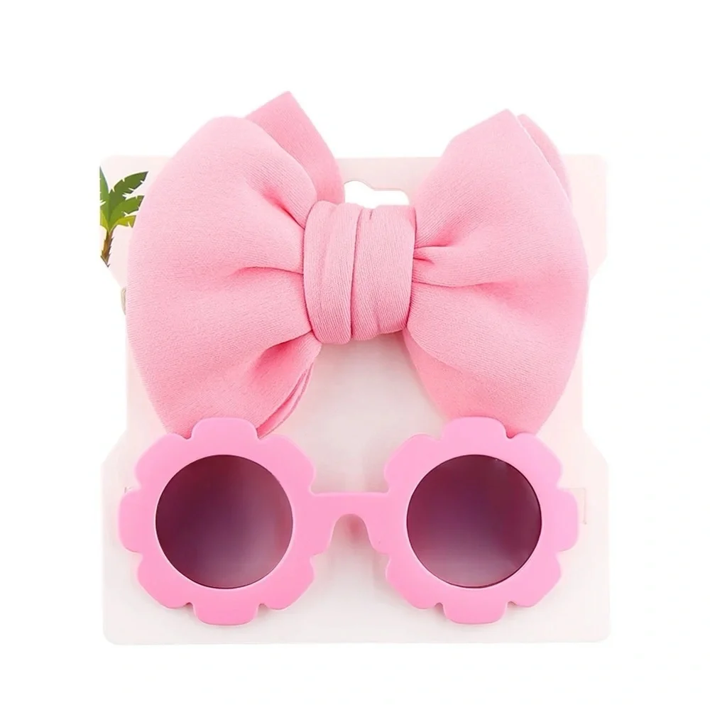 2 Piece Baby Girls‎ Bow/Hairband Sunglasses Set NEW!! Pink 💕🕶️